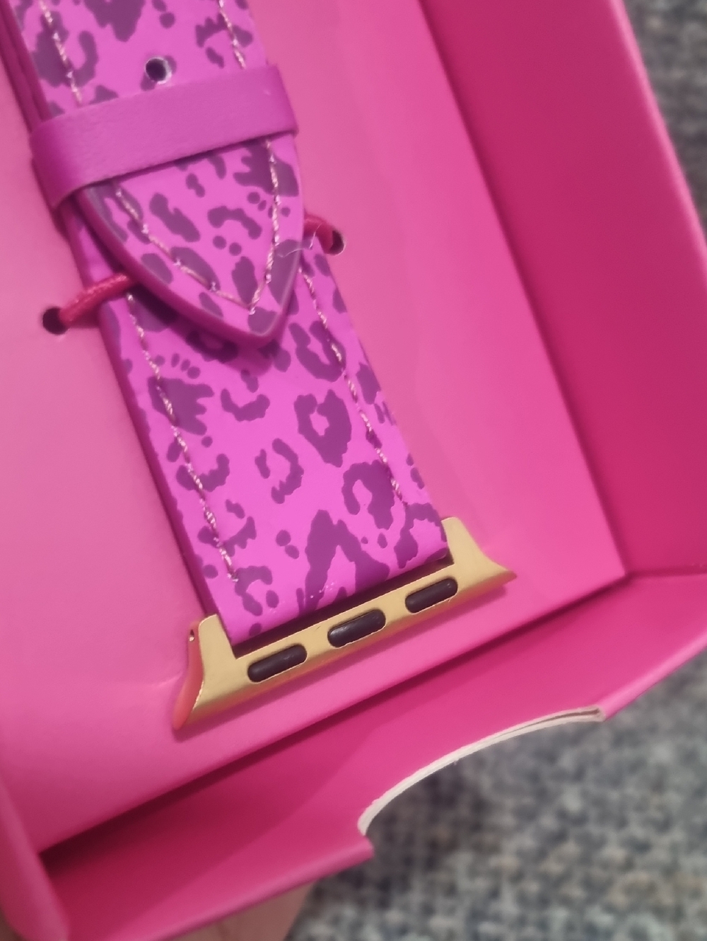 LILLY PULITZER Leather Apple Watch Band in Cerise Pink Pattern Play - Picture 11 of 13